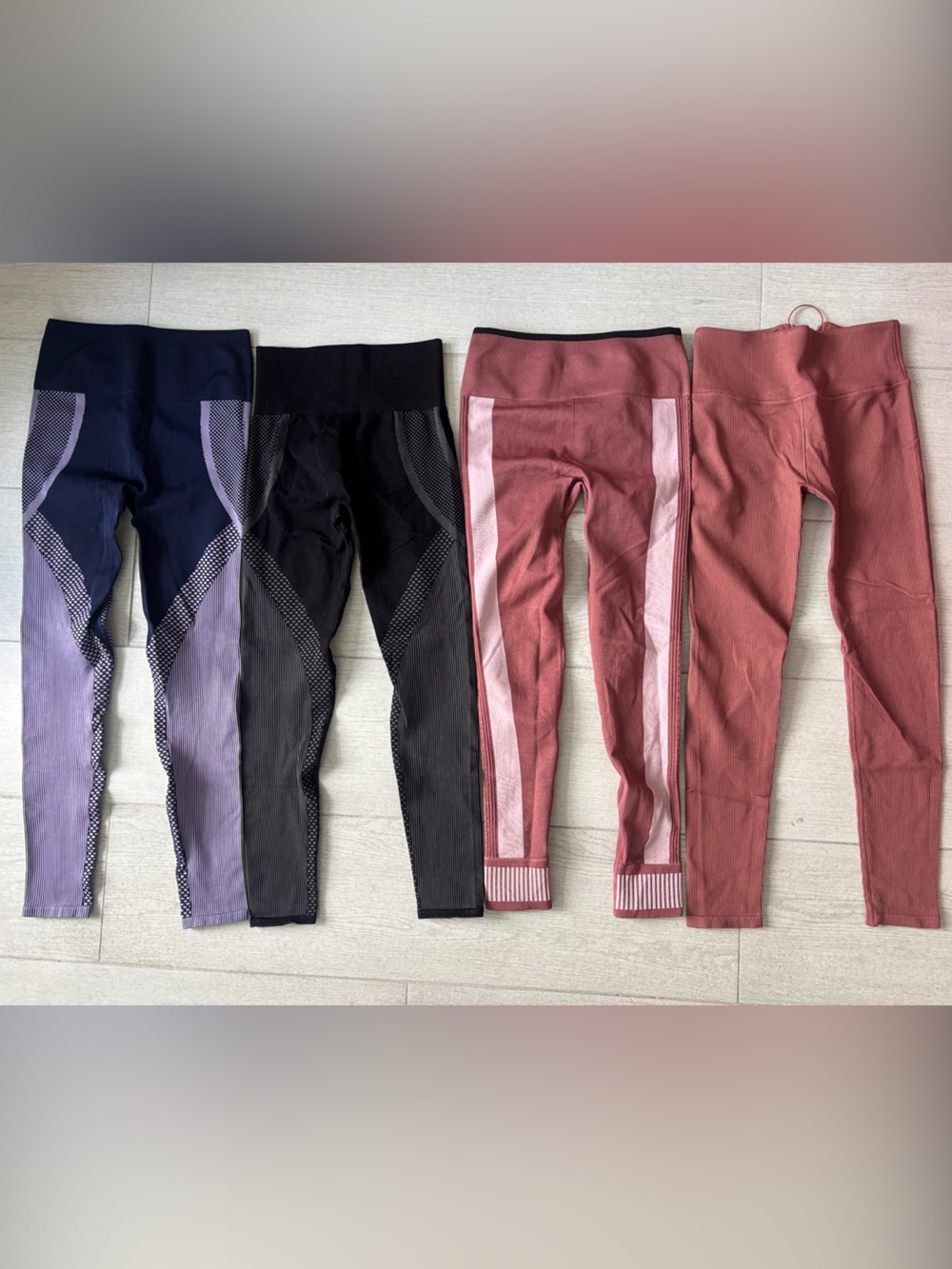 Fabletics Women's Seamless Leggings Bundle - Purple, Black & Rose